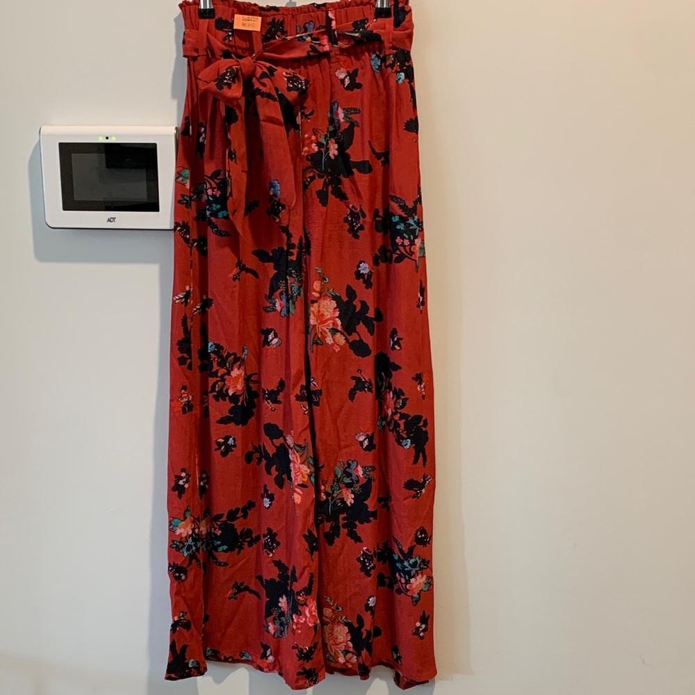 Free People Women's palazzo pants small red tropical print